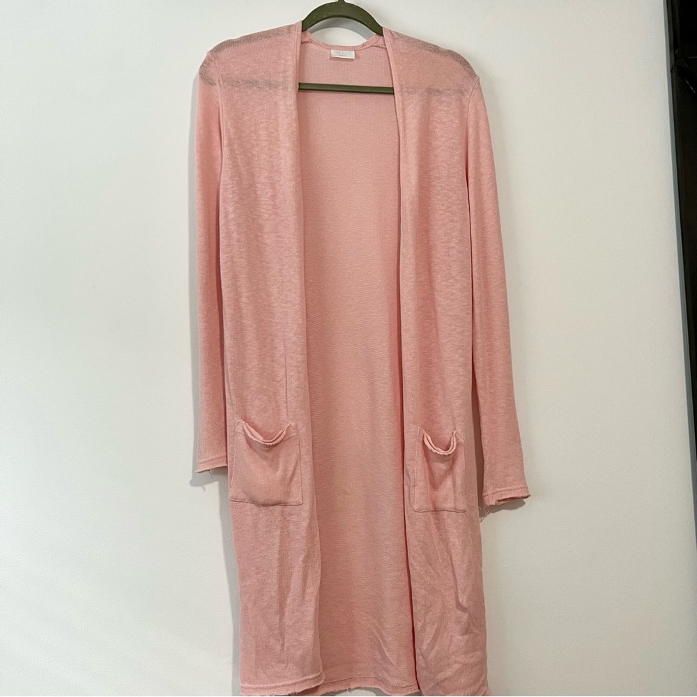 Small, light pink duster cardigan
